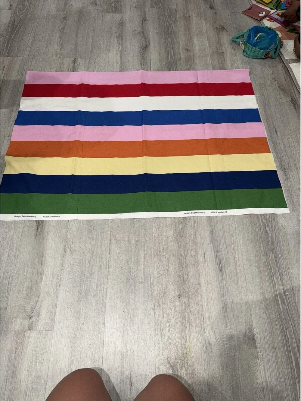 2-Piece IKEA Darja Nordberg Multicolor Striped Fabric Remnant Lot
